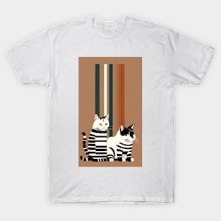 Whiskered Spectrum: Abstract Feline Stripes T-Shirt